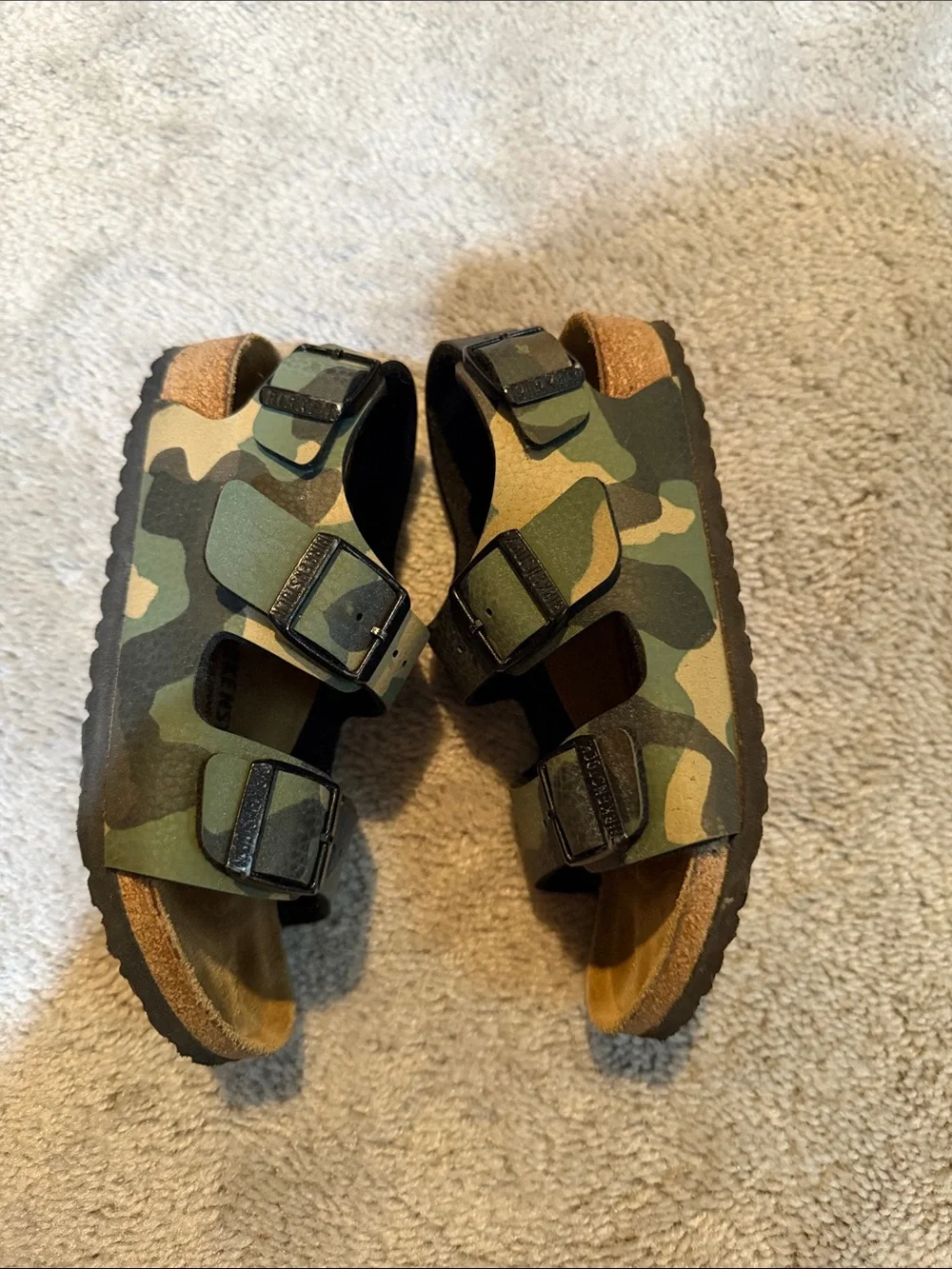 Birkenstock Kids Camo Double-Buckle Sandals (Barely Worn)